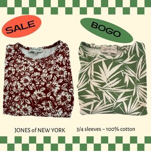 JONES NY SPORT ~ 2 for 1 sale - 3/4 sleeve tee shirts Women’s